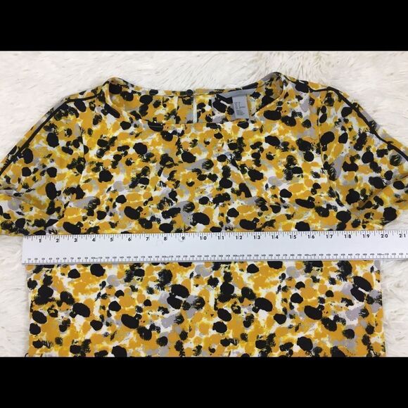 H&M Yellow Black Dot Shift Dress Pockets Size 4 - Picture 4 of 8
